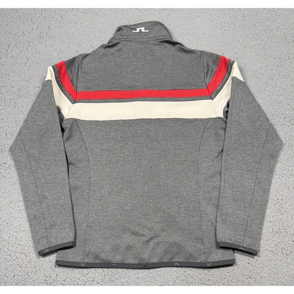 J.Lindeberg Huxley Stripe Jacket Mens Medium‎ Gray Full Zip Tech Softshell Golf